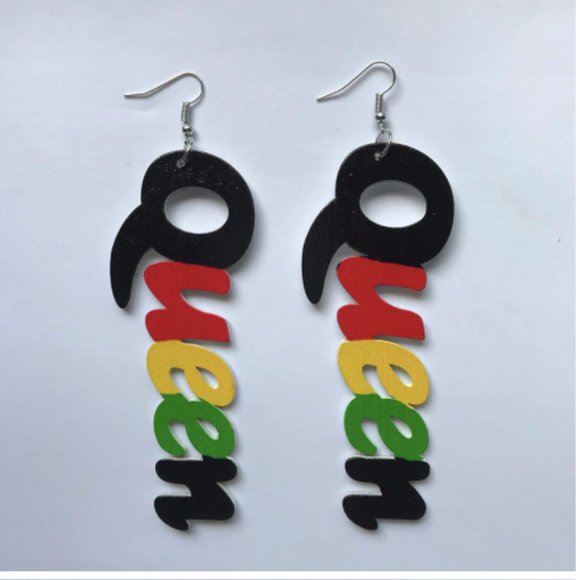 Wooden Queen Earrings💚🖤💛 - Picture 1 of 5